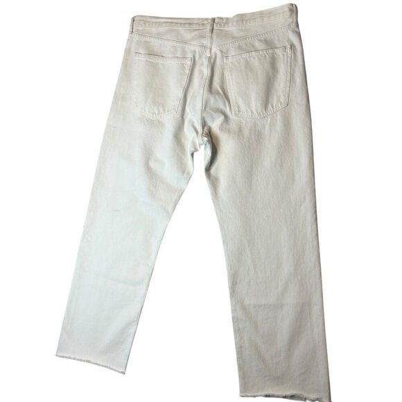 Agolde Women's 34 90s Mid Rise Straight In Fortune Cookie Cream White Button Fly - Picture 4 of 13